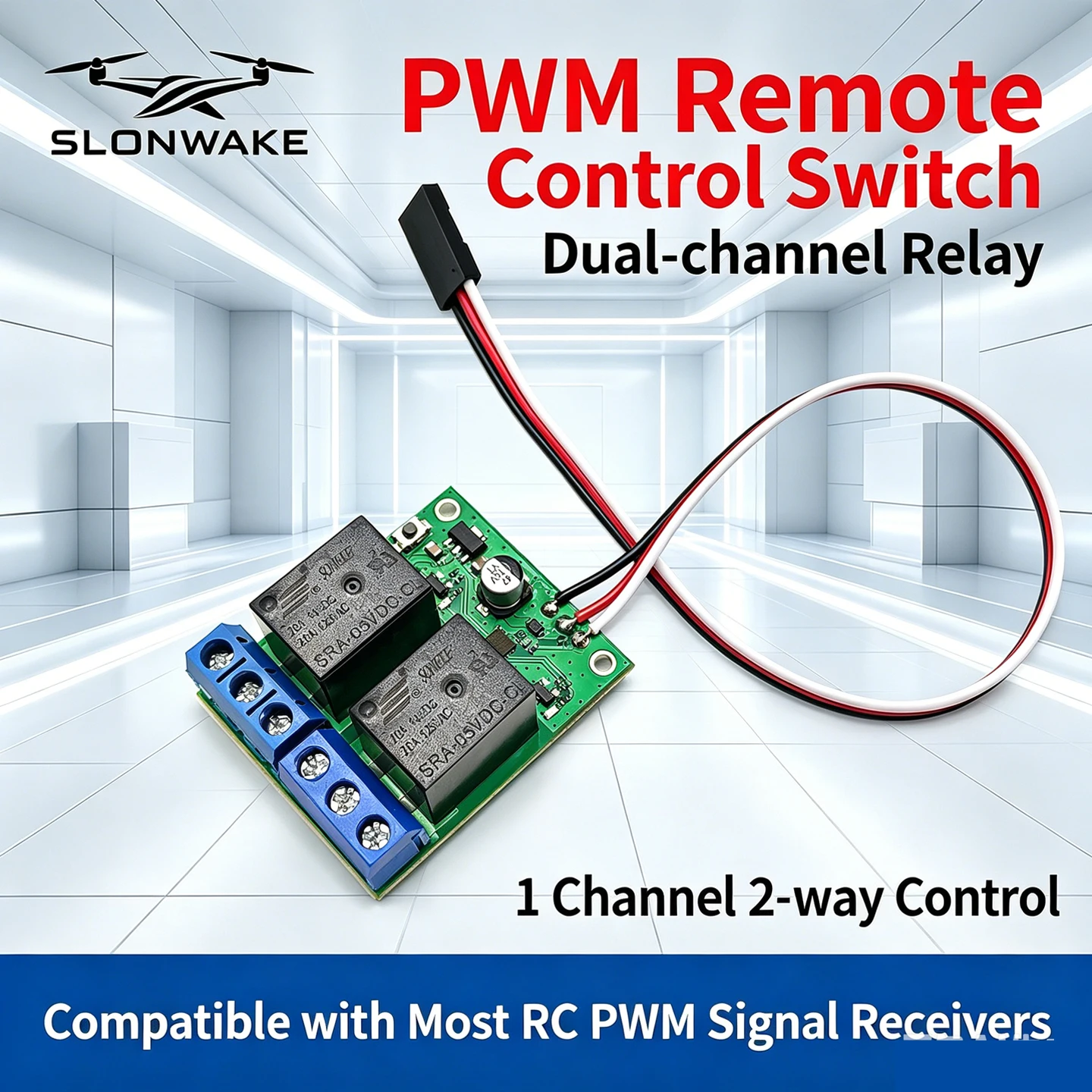 RC Drone 2CH Remote Control Relay Switch PWM On-off Electronic Controller 5V-12V Power Supply Voltage for DIY Model 20A Current