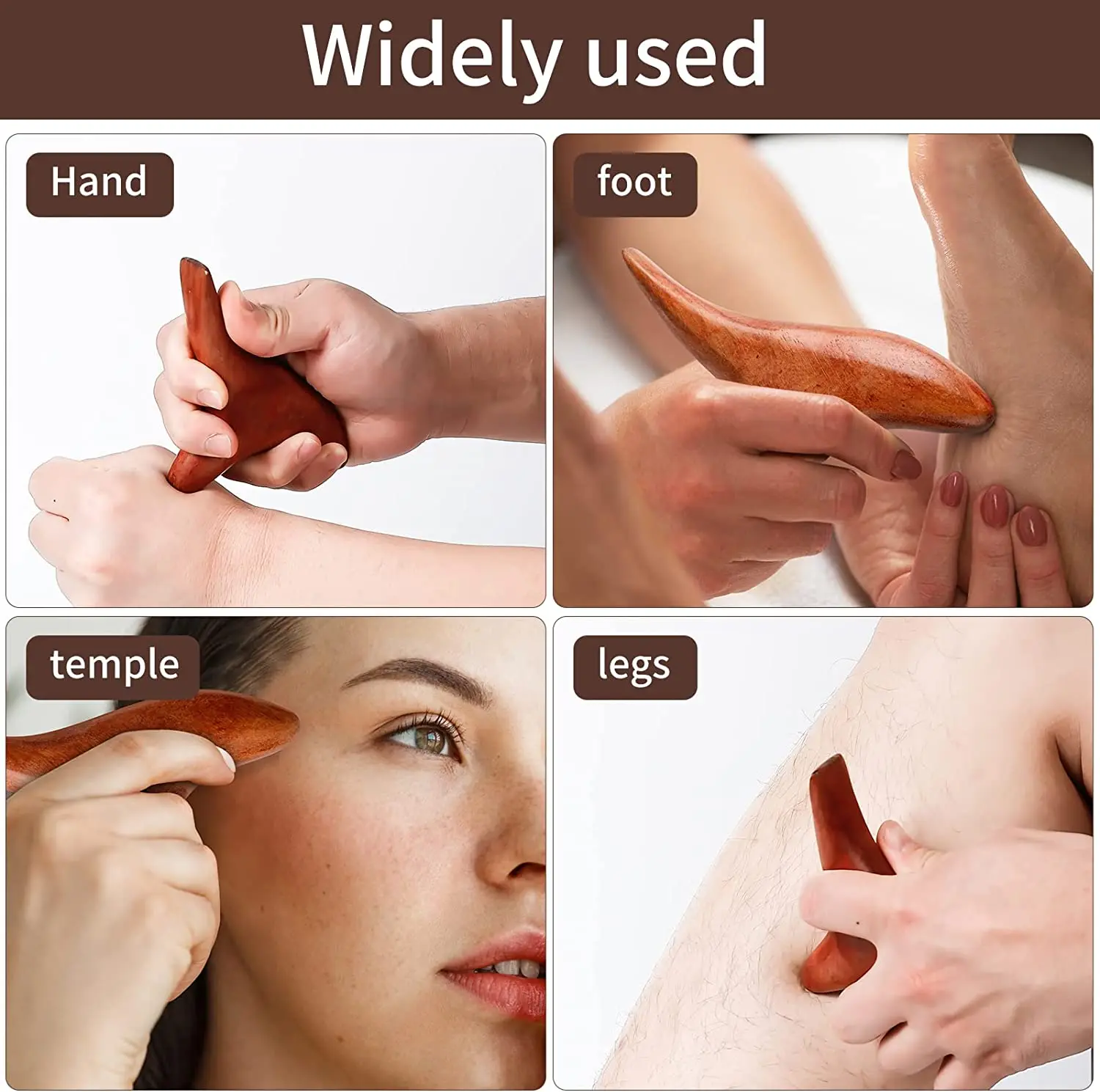 Wood Therapy Massage Reflexology Tools, Widely Used as Head Neck Hand Waist Calf Leg Foot Triangle Massager Wooden SPA Tool