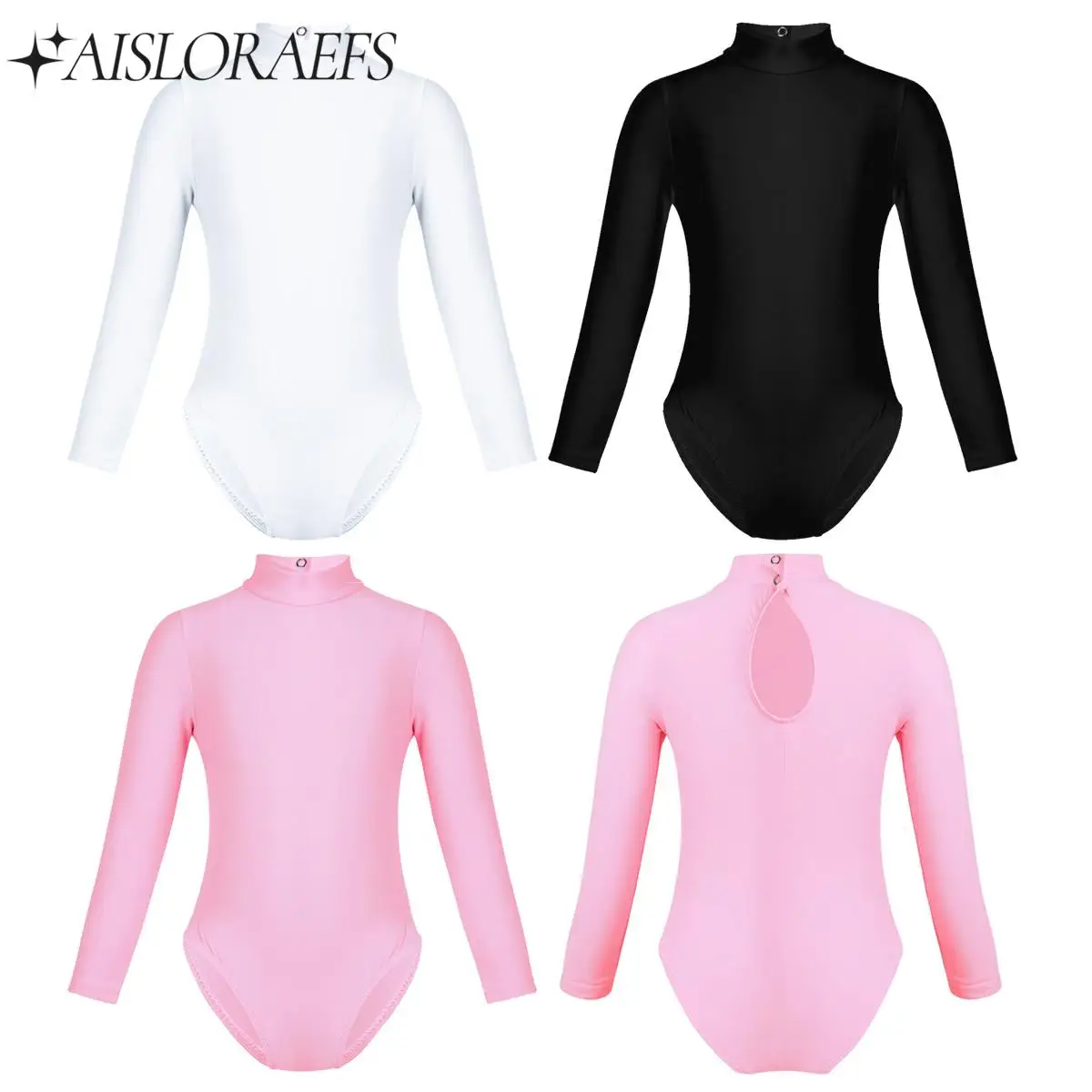 Child Girls Ballet Dance Unitard Leotard Gymnastics Dancer Leotard Long Sleeve Bodysuit for Figure Ice Skating Dance Workout