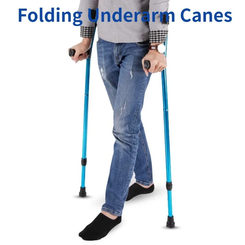 

Adjustable Underarm Canes Folding Telescopic Elderly Disabled Trekking Hiking Crutches Portable Aluminum Alloy Walking Stick