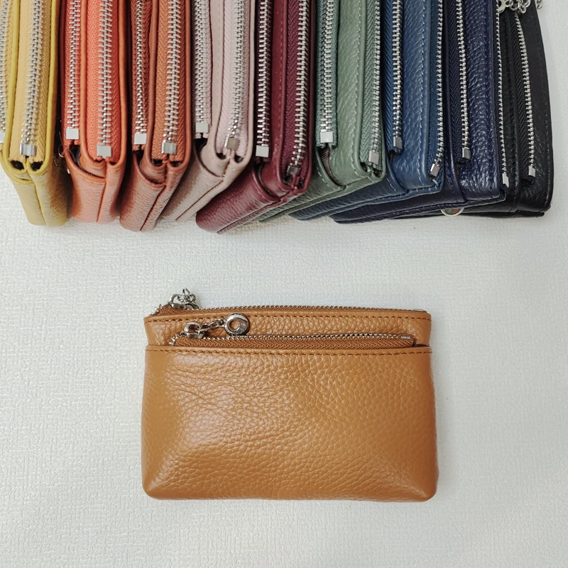 Multicolors Mulheres Genuine Cow Leather Coin Purse Carteiras Feminino Mulheres Zipper Coin Purses Crianças Armazenamento Pocket Bags Pouch