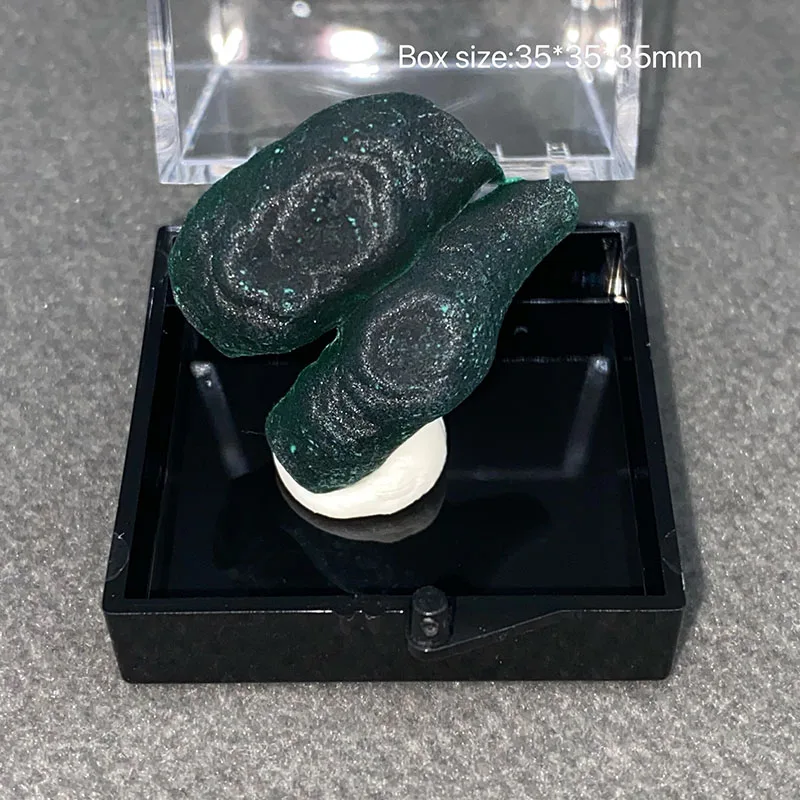 100% natural Columnar  malachite  polished raw stone mineral specimen healing crystal gem collection+Box size:35*35*35mm