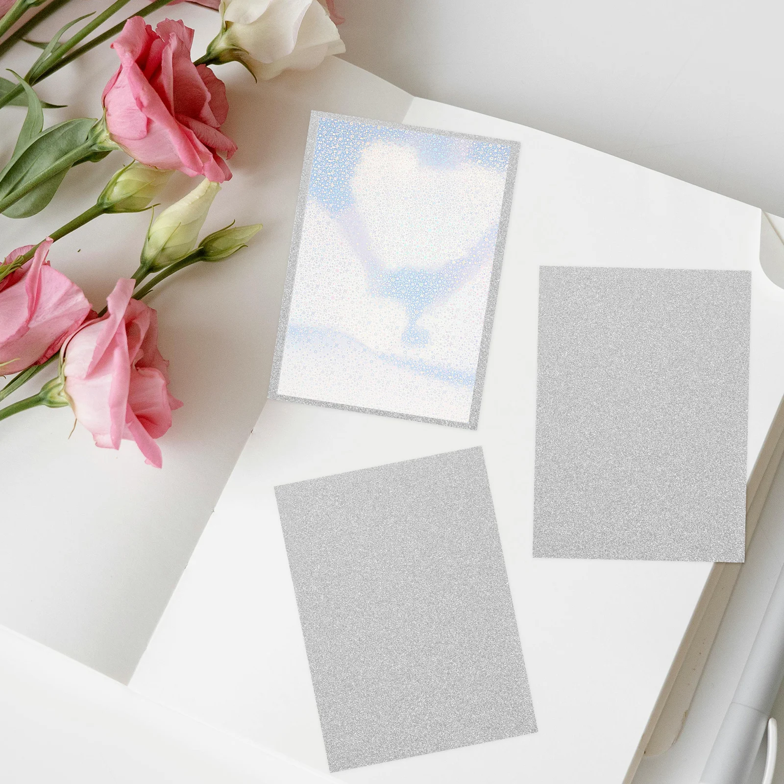 50pcs Card Membrane Protection Bag 61X91Mm Sparkle Matte Silver Glitter Vinyl Trading Card Sleeves For Sports Kpop