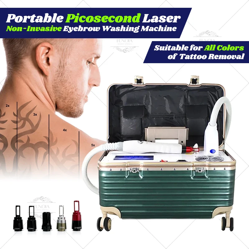 Portable Pico Laser Tattoo Removal Machine Trolley Case Style Non-Invasive Eyebrow Washing Beauty Salon Equipment Home Use