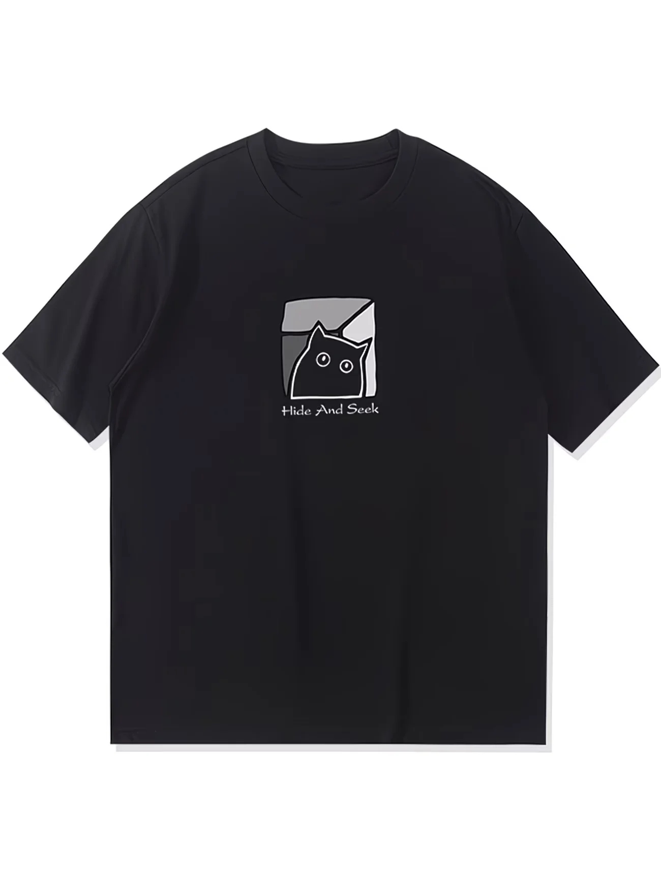 Funny Cat Hide And Seek T Shirt Cute Peeking Kitty Graphic Tee Harajuku Streetwear Top Casual Unisex Summer Short Sleeve Tshirt