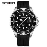 SANDA 7018 Watches Top Brand Luxury Waterproof Silicone Quartz Clock Men Relogio Masculino Hot Sell Men Quatrz Watch Sport Mens