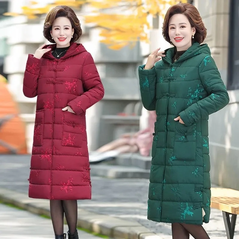 Down Jacket Womens 2025 Winter New Outerwear Fashion Slim White Duck Down Jacket Large Size Thick Long Over Knee Parkas Coat