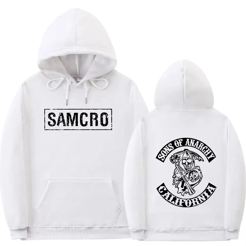 Doppelseitig bedruckter Kapuzenpullover Tops Sons of Anarchy SAMCRO Modemarkendesign für Herren und Damen aus Baumwoll-Woll-Mischgewebe – Detail 5