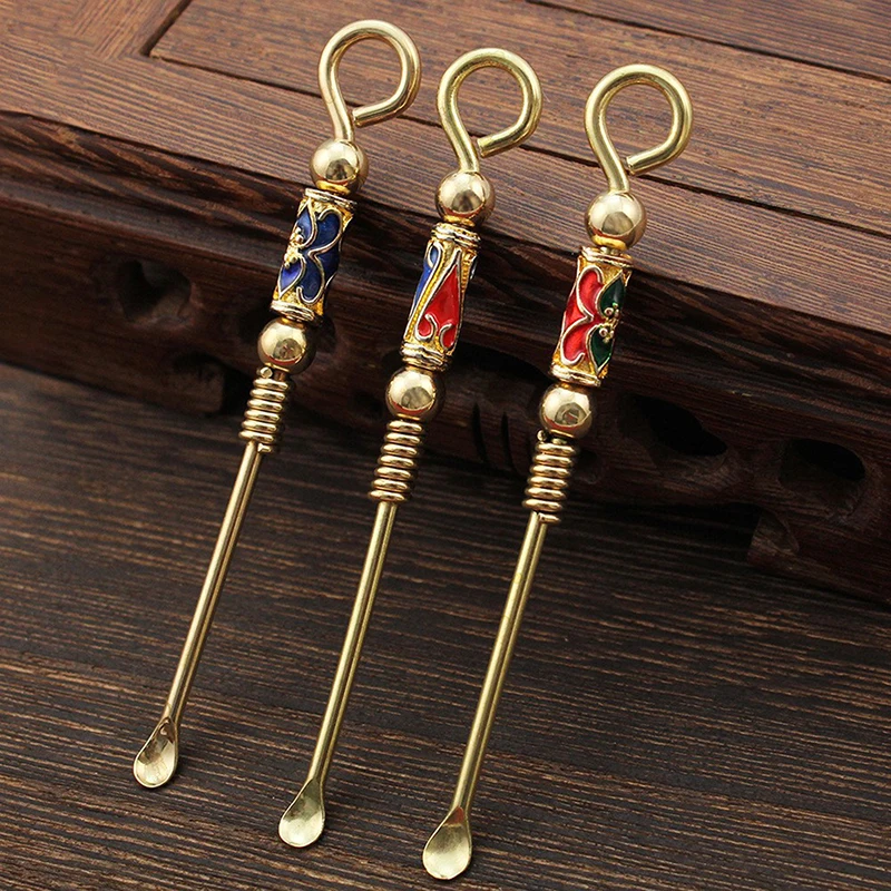 1 Piece Portable Ear Spoon Chinese Feng Shui Vintage Brass Dragon Wax Removing Ear Cleaner Ornament Home Desktop Decoration