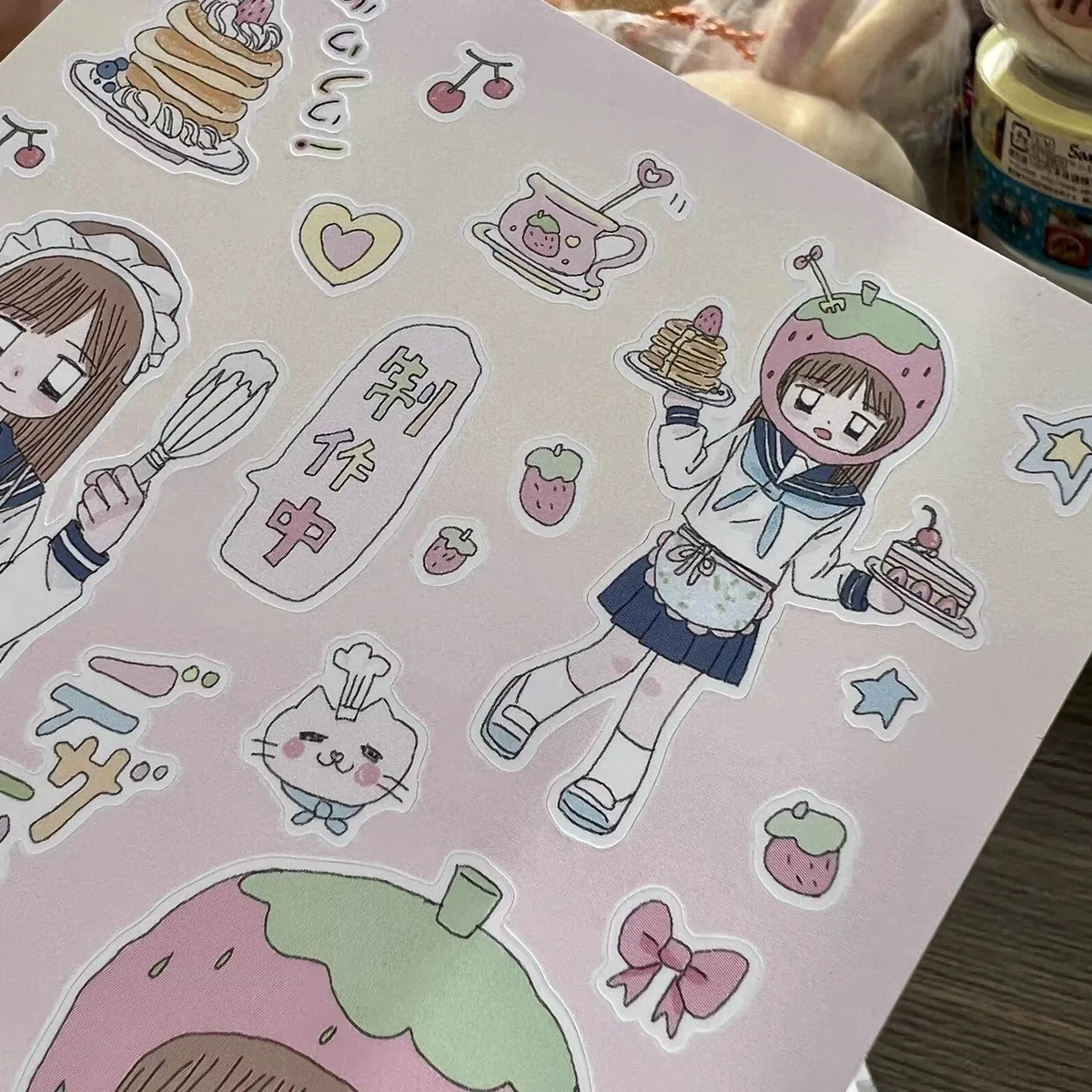 Strawberry girl sticker hand account sticker