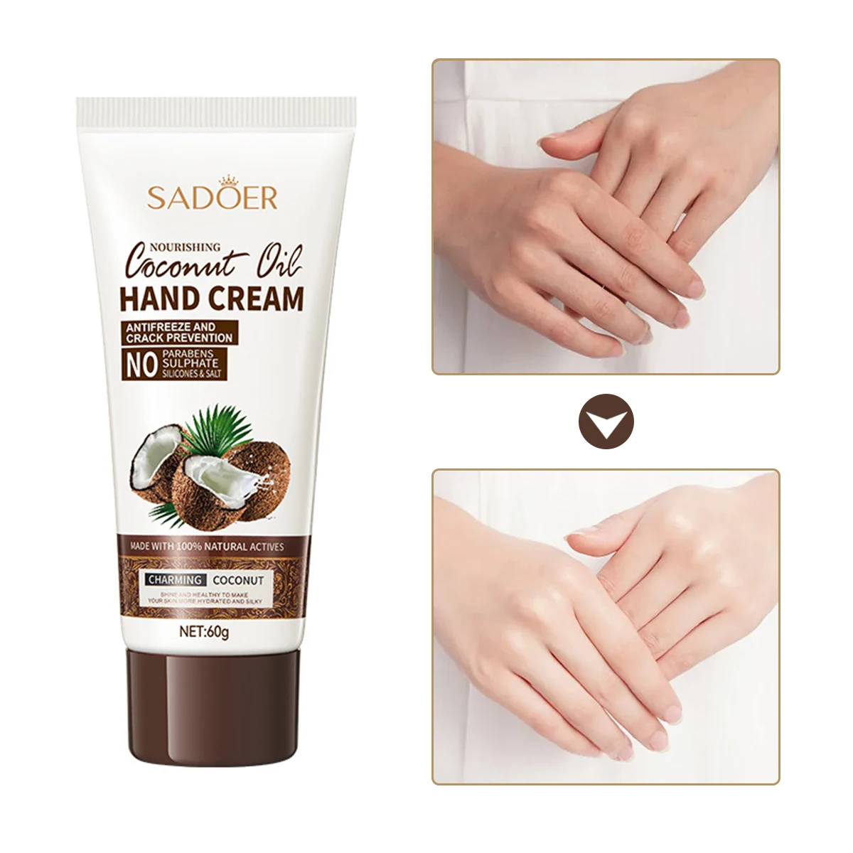 

3Pc Coconut Extract Moisturizing Whitening Anti Hydrating Hand Cream Soothing Hydration Crack Prevention Hand Autumn Winter Care