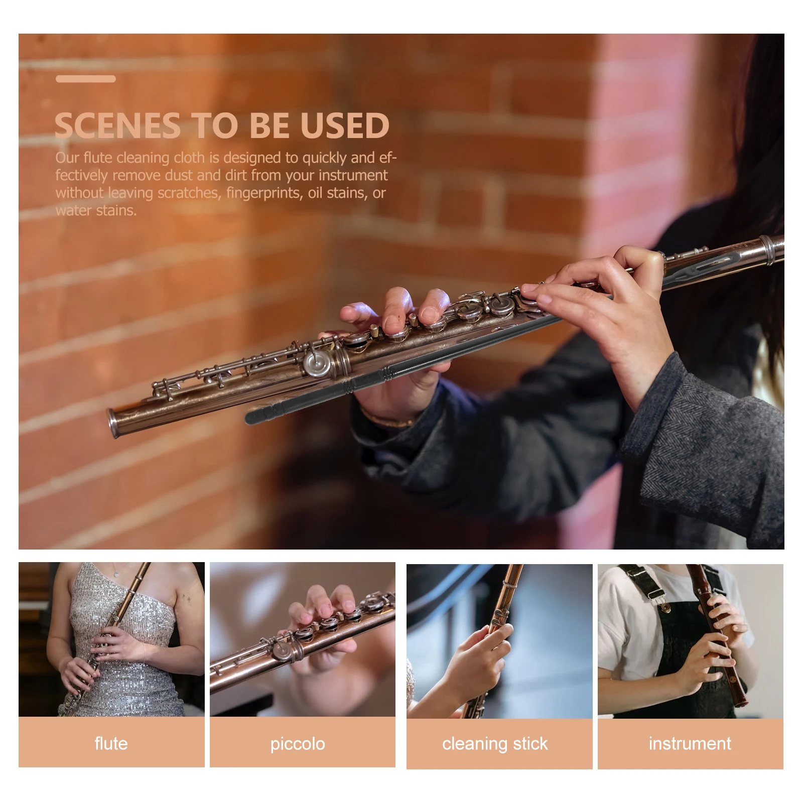 

Flute Universal Instrument Care Kit Cleaning Cloth Music Instruments Cleaning Cloth for Dust Dirt Removal Music Accessories