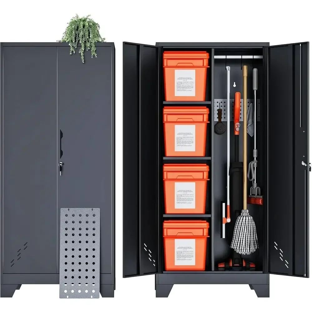 61 Metal Outdoor Storage Cabinet with Shelves for Tools, Cleaning Supplies, and Utility Rooms