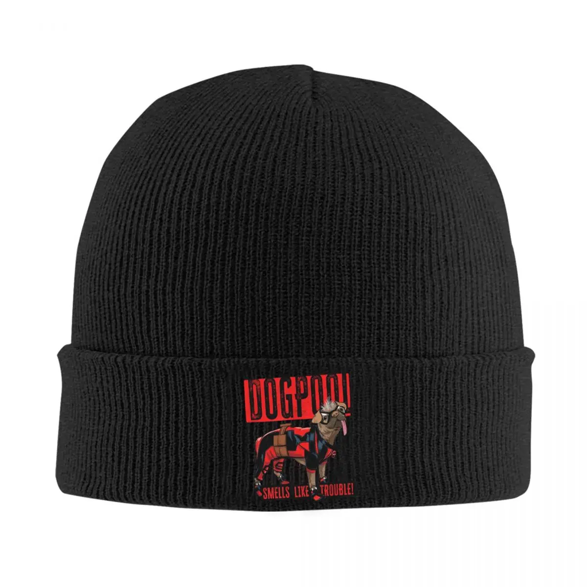 Deadpool & Wolverine Dogpool Smells Trouble Beanie Hüte Motorhaube Hüte Männer Frauen Vintage Strickmütze Herbst Design elastische Kappen