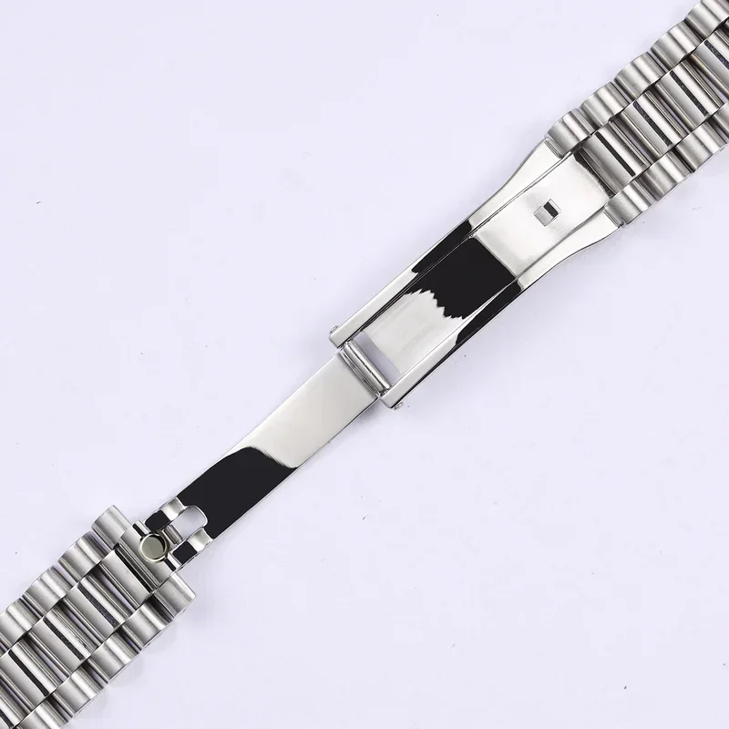 20mm  For Rolex Date Solid Curved End Screw Links Deployment Clasp Stainless Steel Wrist Watch Band Bracelet President Strap