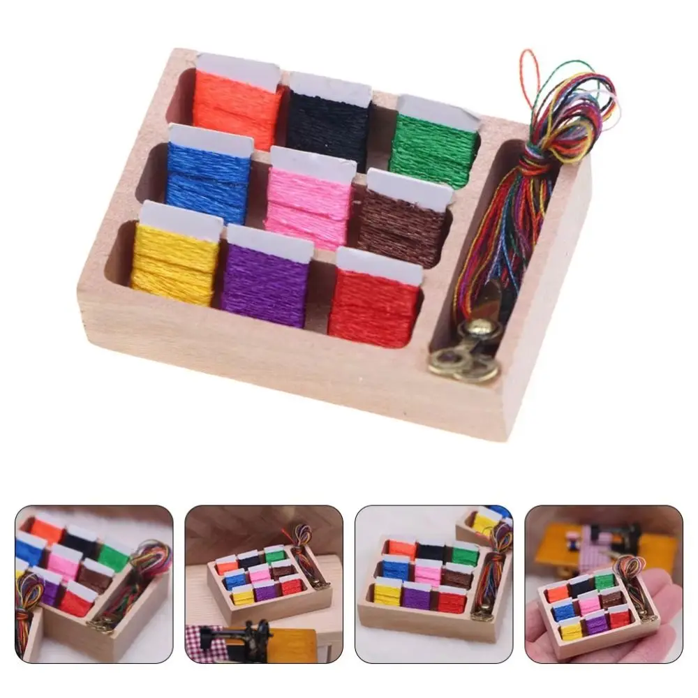 

Wood Miniature Wooden Sewing Box Artificial Small Ornaments Simulation Sewing Model Toy DIY Pretend Mini Sewing Box Model