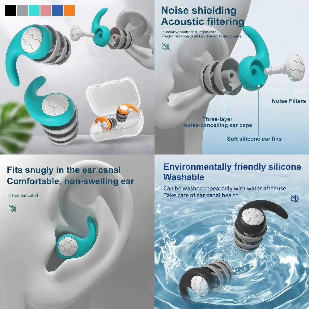 

STONEGO 1 Pair Triple Layer Silicone Noise Cancelling Soundproof Earplugs for Sleeping, Swimming, Waterproof, Noise Pet urn Urn