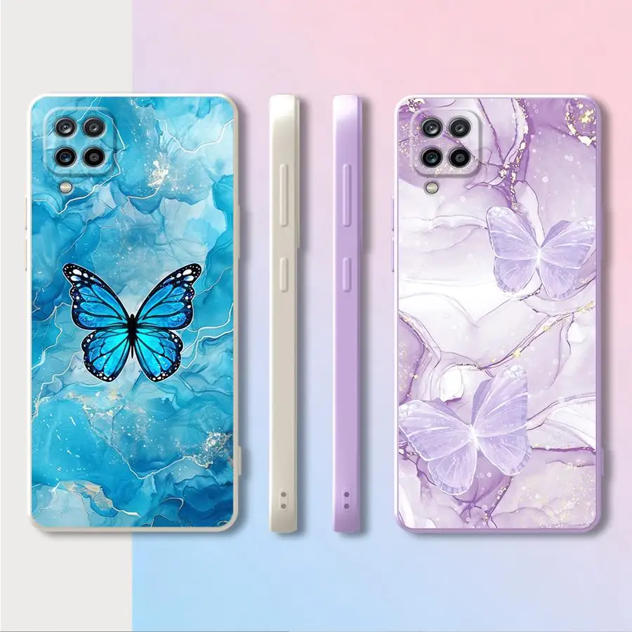 Marble Butterfly Case for Samsung Galaxy A20s A71 A73 A50 A56 A06 A03 A02s A04 A30s A53 A05 Phone Cover