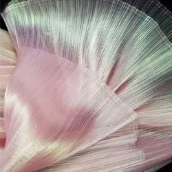 Mermaid Himeji Texture Pleated Organza Fabric By The Meter for Wedding Bouquet Decoration Sewing Cloth Soft Gradient White Blue