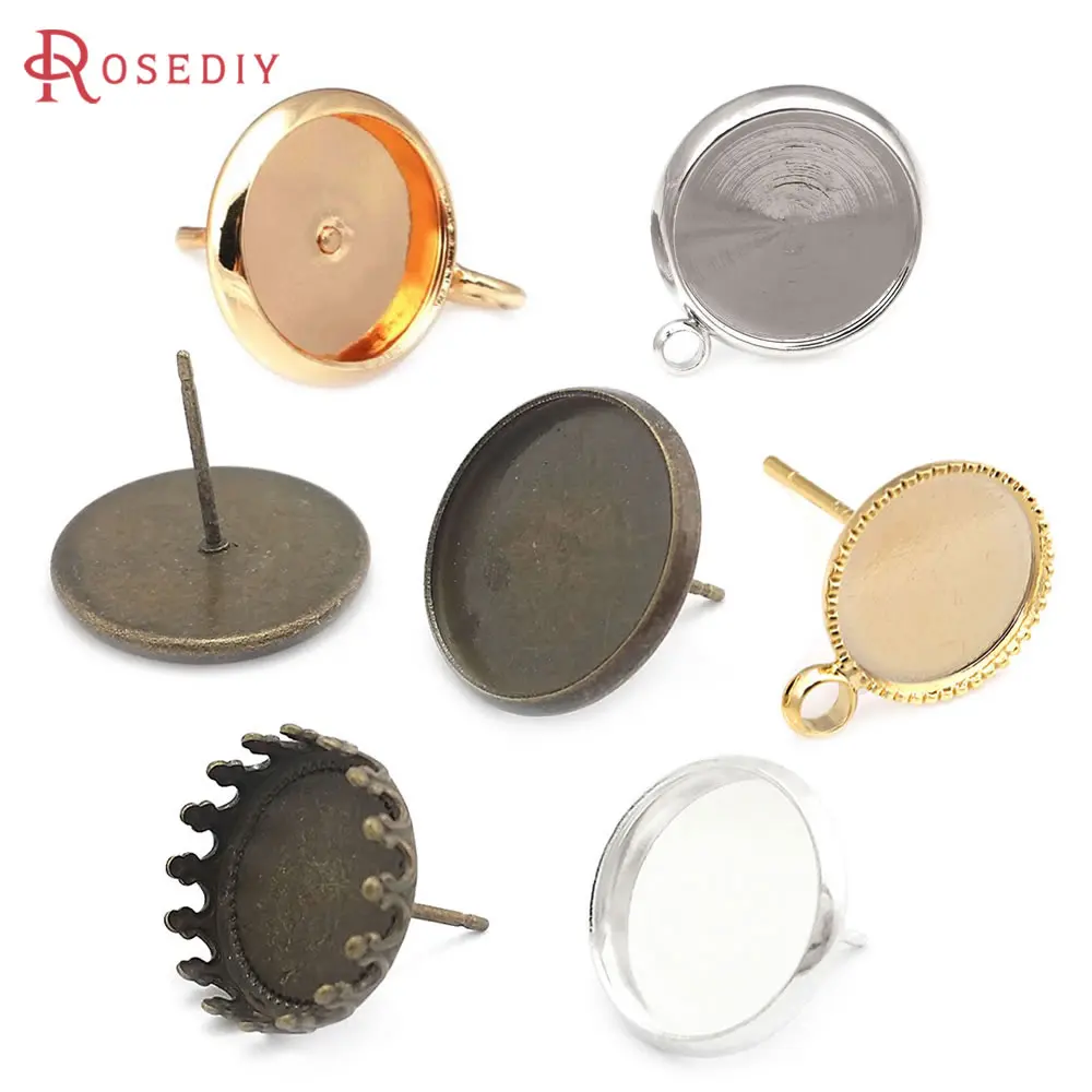 Innen 6mm 8mm 10mm 12mm 14mm 16mm 20mm Messing Cabochon Perlen Tabletts Ohr stecker Stifte Ohrringe Einstellungen Schmuck machen Ergebnisse