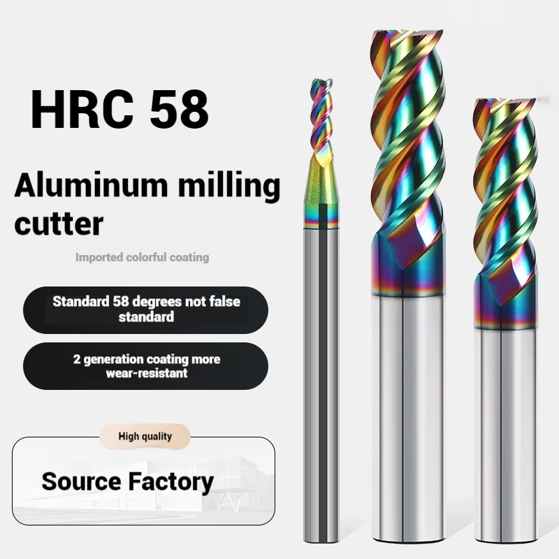 3 Flute Carbide Milling Cutter Tungsten End Mills 12345 6 7  9mm HRC55 For Aluminum Fiberglass Acrylic Copper Plastic Router Bit