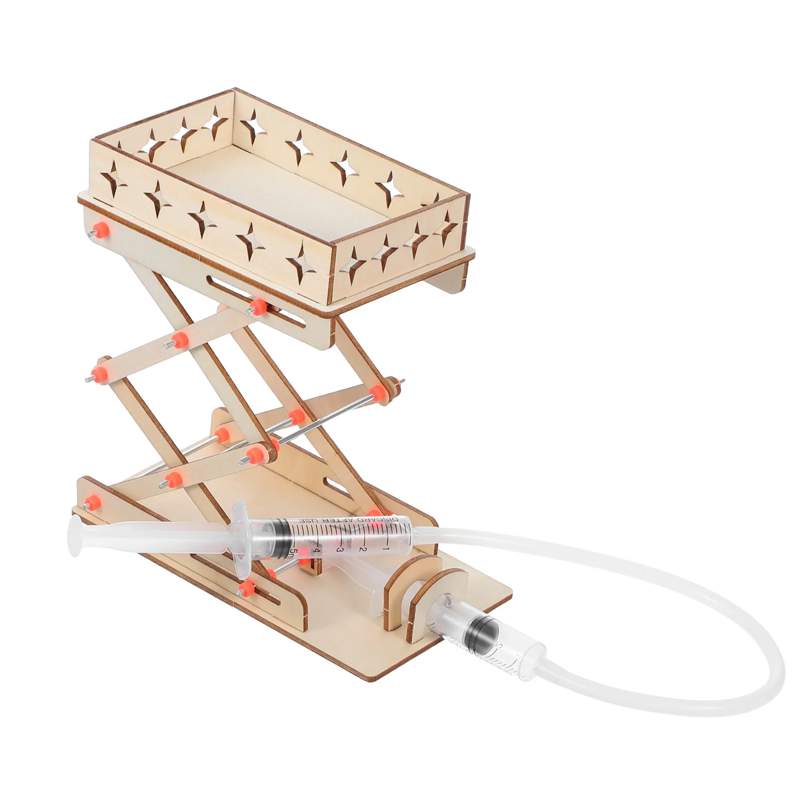 1Set Kit di esperimenti scientifici per macchina da laboratorio in legno con piattaforma di sollevamento idraulico fai-da-te per bambini Apprendimento pratico dell'attività dello stelo