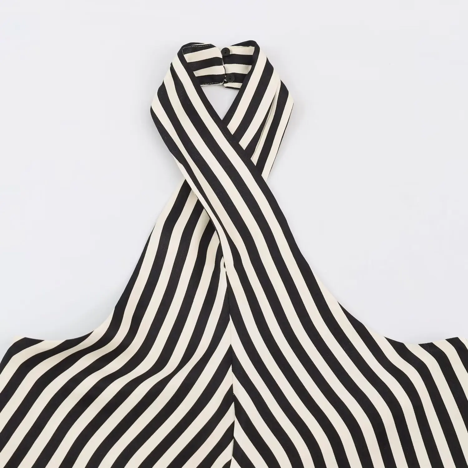 KONDALA Damen Trendiger Eleganter Gestreifter Hosenanzug, Neckholder-Top mit überkreuztem Kragen, Hose mit elastischem Bund, Sommer-Freizeit-Chic-Set 2026 – Detail 6