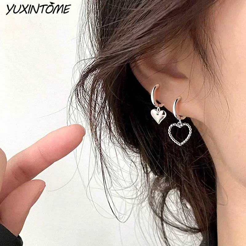 925 Sterling Silver Needle Korean Fashion Geometric Minority Design Silver Series Hoop Earrings Women Party Jewelry Earrings