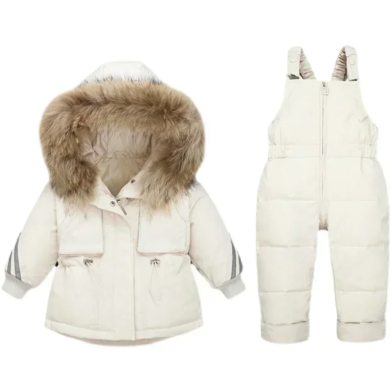 Winter Children Clothing Sets Snow suit Jackets + Jumpsuit 2pcs Set Baby Boy Girls Duck Down Coats Toddler Girl Winter Clothes