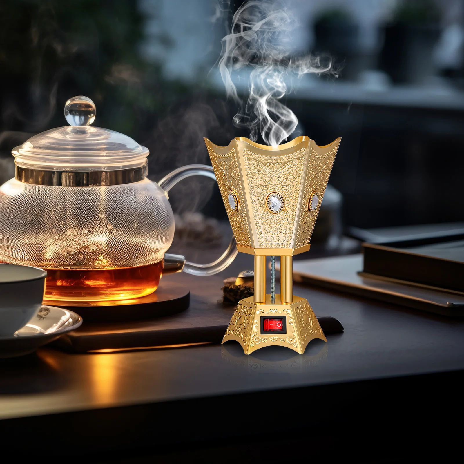 

Electric Incense Burner Desktop Plug-in Home Decor Middle East Style Incense Censer Table Centerpiece Us Plug Censer Holder