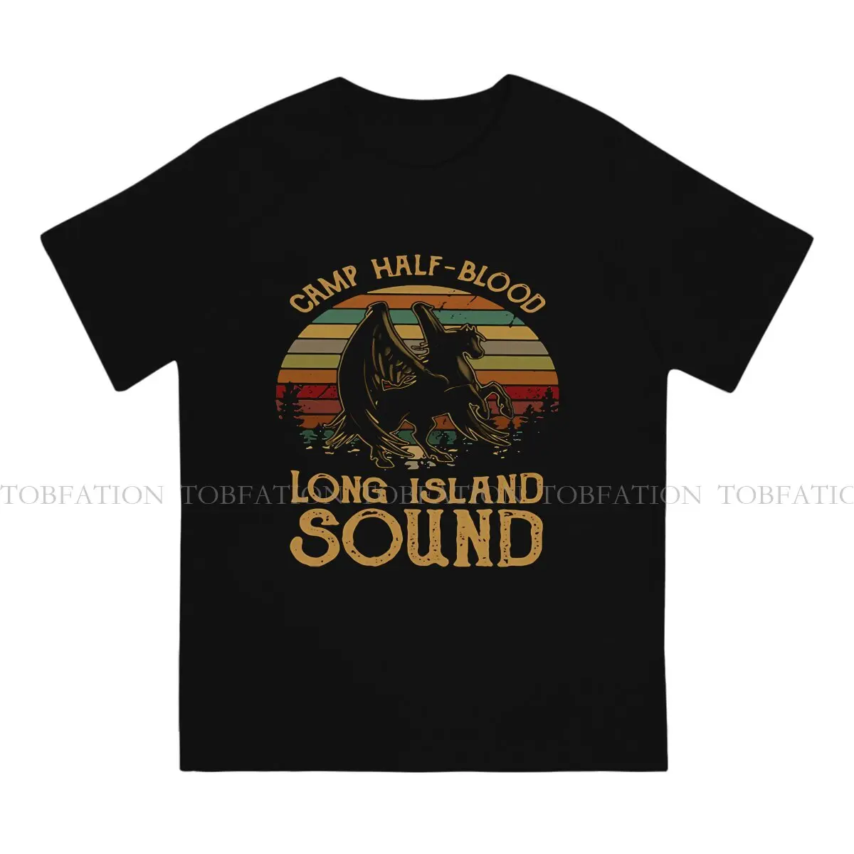 Vintage Percy Jackson Camp Half Blood  Island Sound Sunset Style TShirt Percy Jackson Comfortable Hip Hop T Shirt Short Sleeve