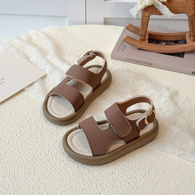 

2026 Children Casual Beach Shoes for Girls Boys Summer New Fashion Korean Style Soft Sole Anti-slippery Versatile Roman Sandals