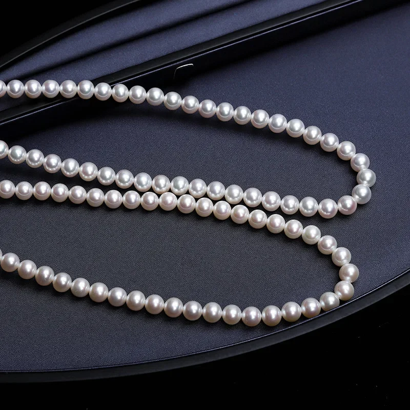 High quality Japanese pearl necklace - AAAA6-7mm perfect round pearl necklace 925s16/30inch+bracelet 7.5-8inch