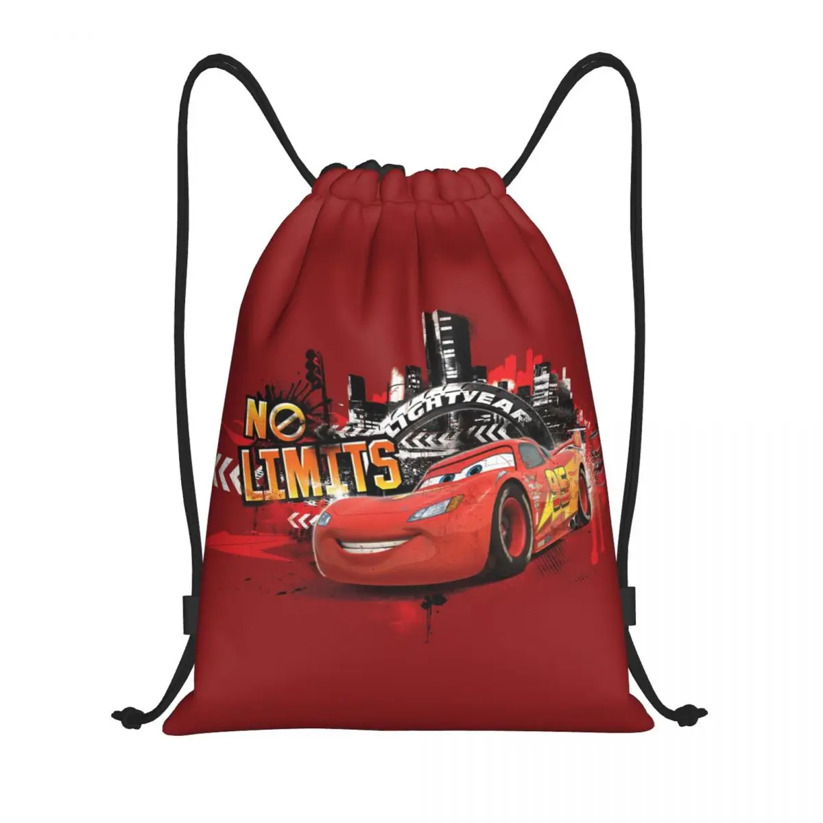 Custom Lighting McQueen Drawstring Backpack Sports Gym Bag for Women Men Cars Shopping Sackpack