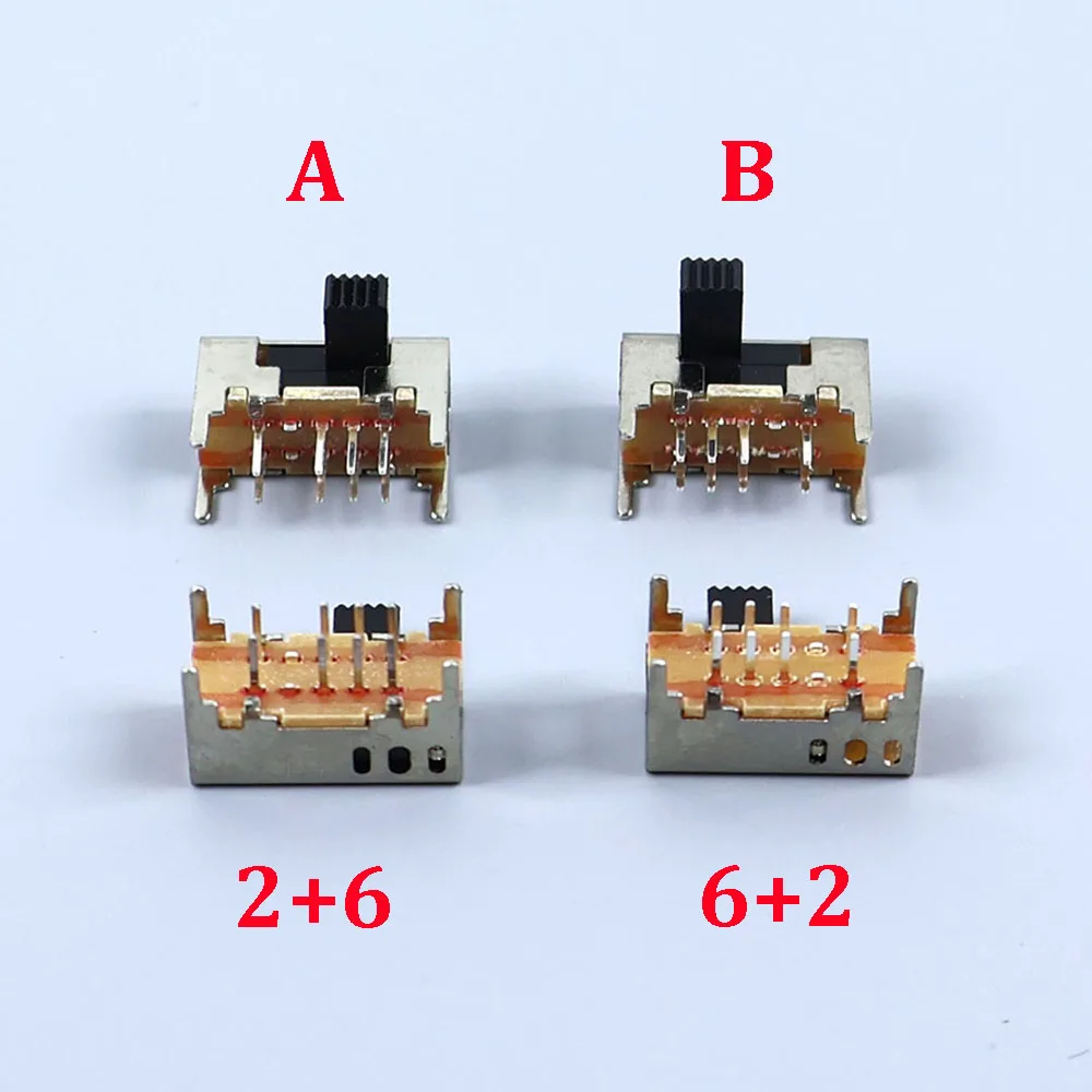 5/10/20PCS SK23D05 G6 Panel PCB 8Pin 3 Position 2P3T DP3T Slide Switch Side Knob Straight Foot Switch Handle Toggle Power Switch