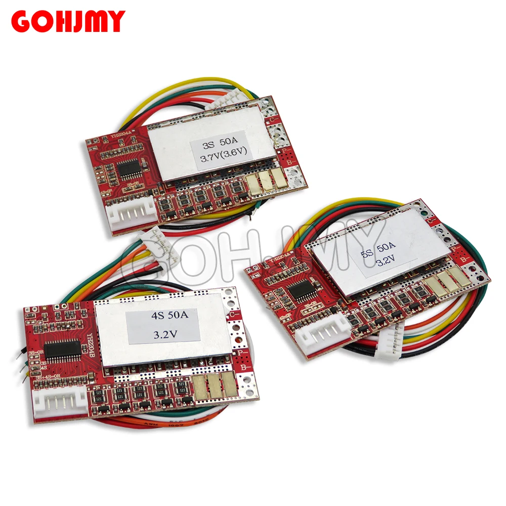 3S 4S 5S 50A BMS Board 3.2V/3.7V Iron Phosphate LiFePO4 Battery BMS 3.2/3.7V 18650 Lithium Battery Protection Board With/Balance