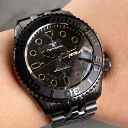 Tandorio PVD 41mm Black Dragon SKX Diving 200m Water Resistance Sapphire Crystal Glass NH36A Automatic Men's Mechanical Watches