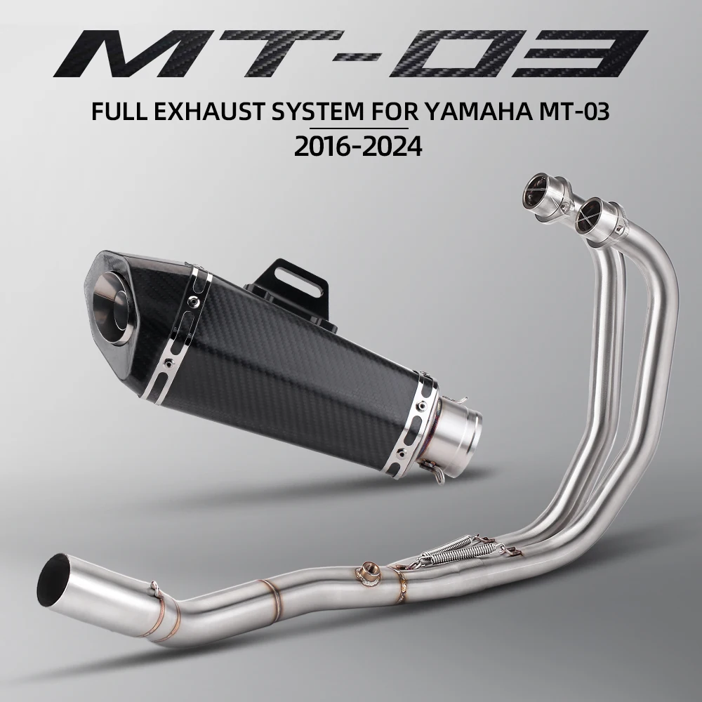 

Slip-on For Yamaha YZF R3 R25 MT03 2016-2024 Motorcycle Exhaust Escape Moto Full System Front Link Pipe Carbon Muffler