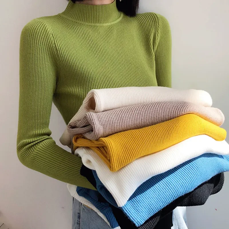 Turtleneck Sweater Knitted Soft Pullovers Cashmere Women Jumpers Basic Solid Soft Sweaters Women Autumn Winter Casual Top