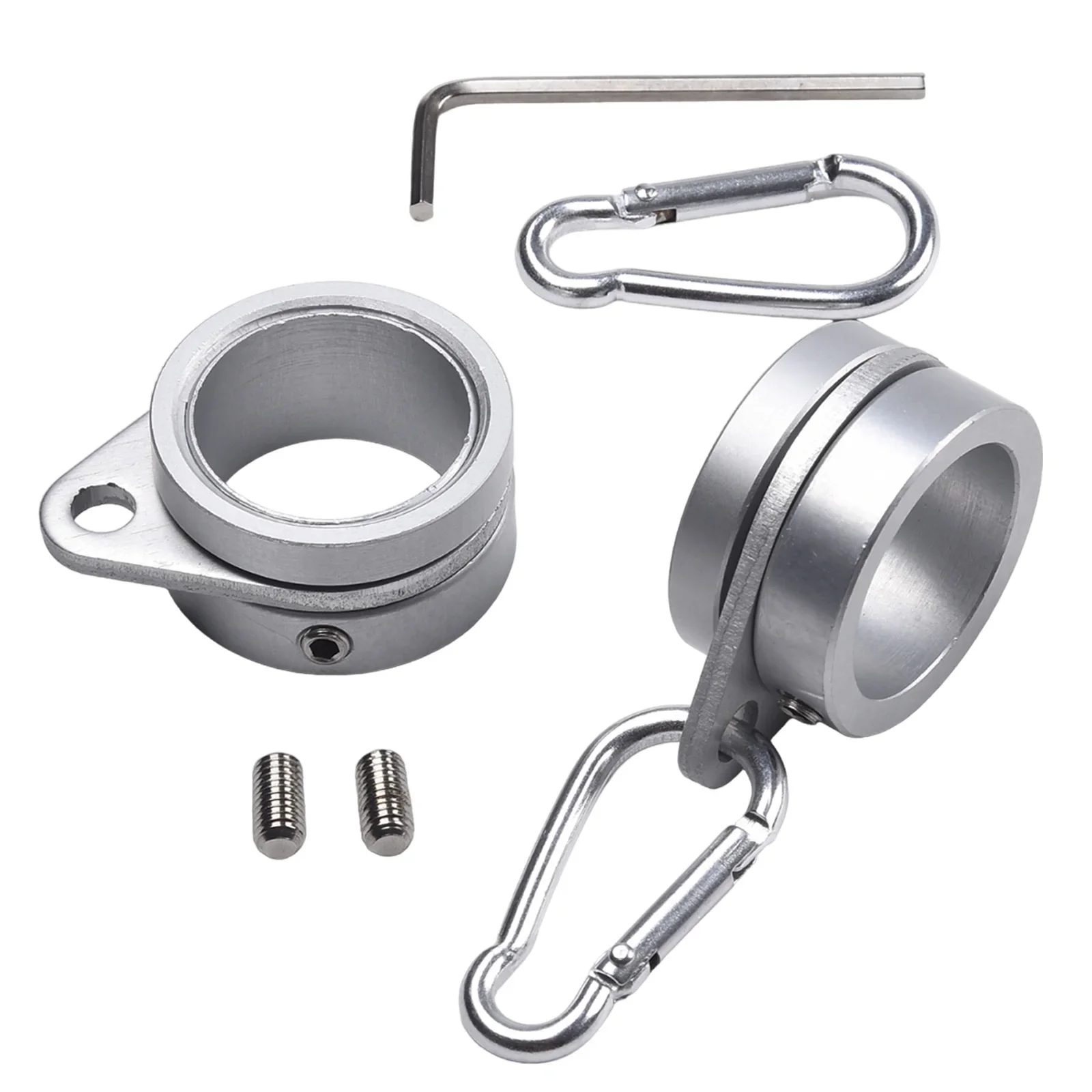 

2pcs Aluminum Alloy Flag Pole Rings Flagpole Flag Mounting Rings With Carabiners AntiWrap For 0.75-1 In Pole For 360° Rotating