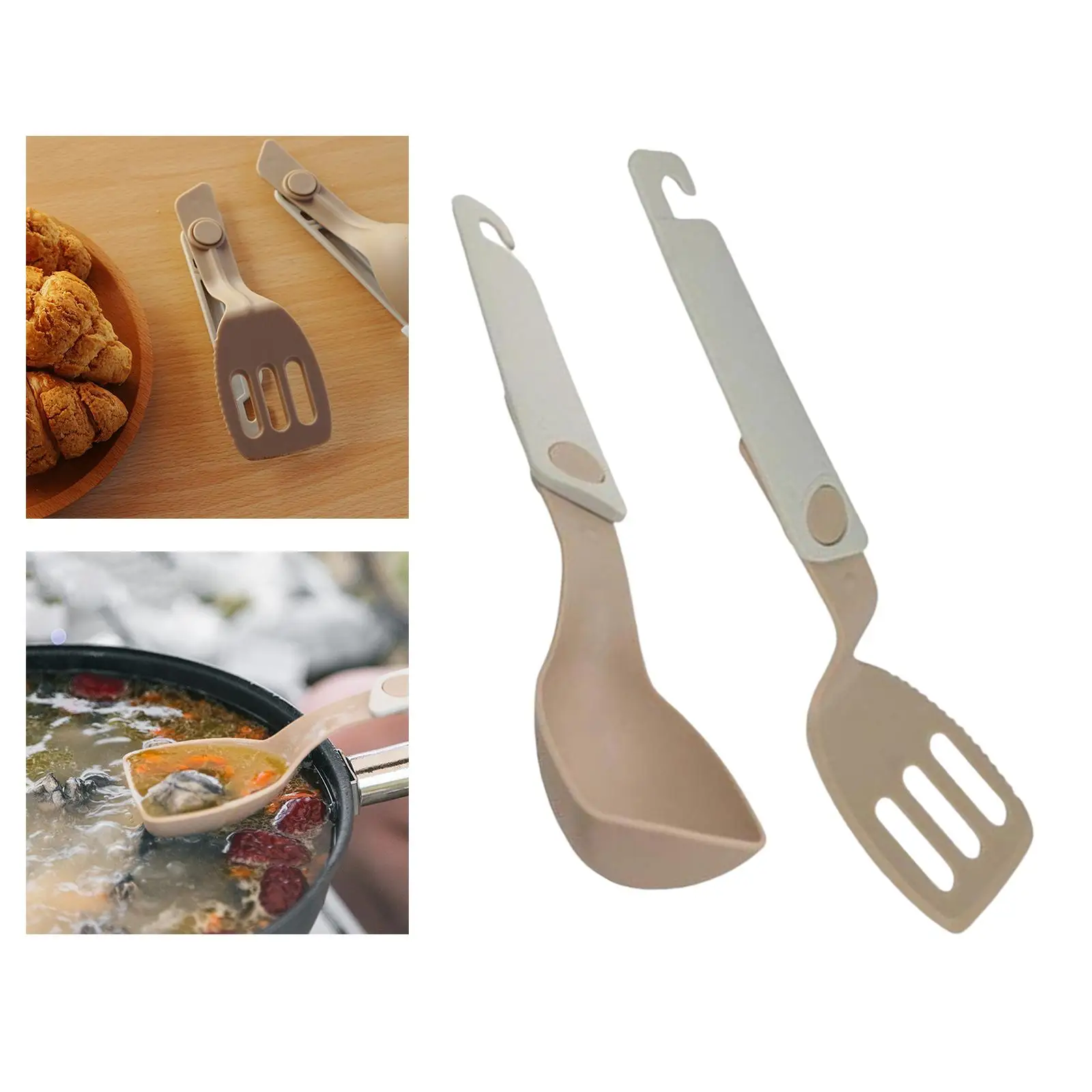 

2Pcs Camping Cooking Spoon ,Folding Kitchen Utensils Deep Soup Ladle Slotted for Backpacking ,Picnic ,Hiking ,Outdoor ,Baking