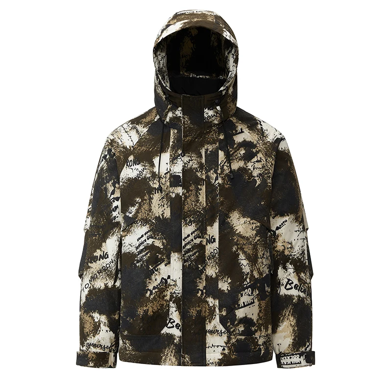 

Mens Camo Down Jacket Comfort Adventure Camping Duck Down Warm Filled Jackets High Quality Hooded Windproof Durable Winter Coat