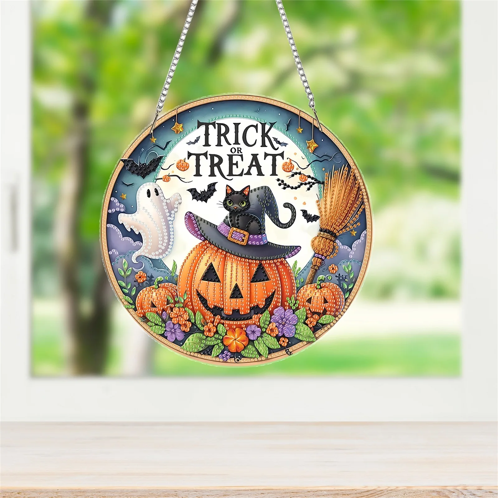 الاكريليك 2D شقة اليقطين القط DIY شنقا الماس الفن أطقم جدار الباب ديكور #5