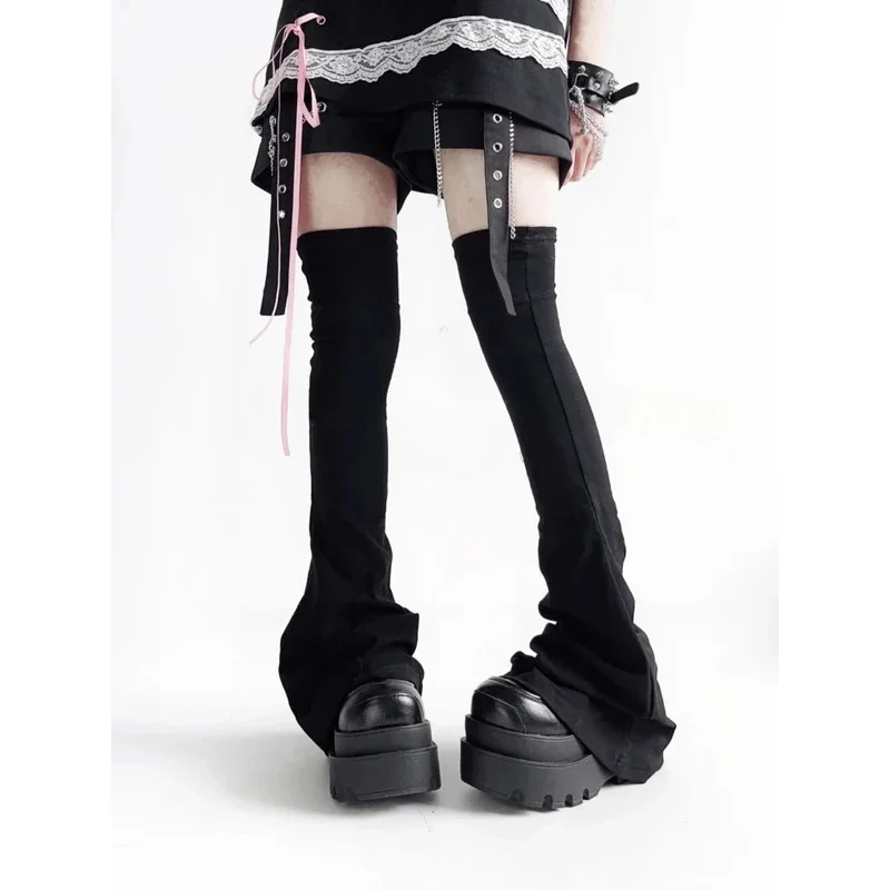 

Spring Japanese Casual Solid Grunge Flare Leg Warmers Socks Women Girls Knee High Boots Cover Streetwear Y2k Aesthetic Gothic