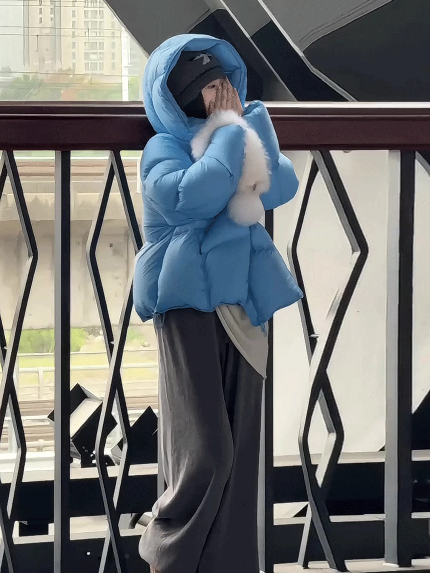 Sli ort Puffer Jaet Women's Blue Cotton Winter Coat Thiened Outerwear Commute Sle Regular Fit White Goose down