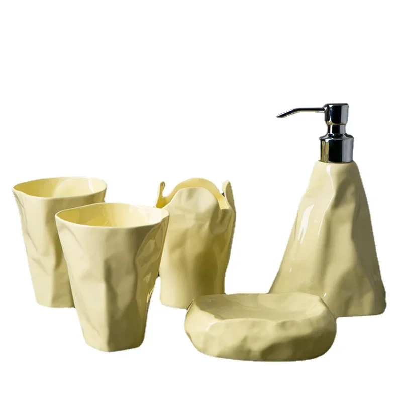 Ceramic Bathroom Kit Couple Mouthwash Cup Set Soap Dispenser Dish Hotel Accessories Home Decor