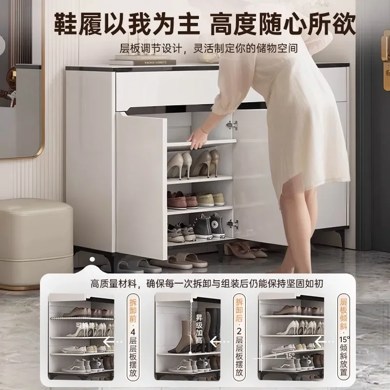 Modern Slim Shoe Cabinet for Entryway Hallway Storage Rack with Multiple Shelves Indoor Outdoor Wall Mounted Shoe Organizer