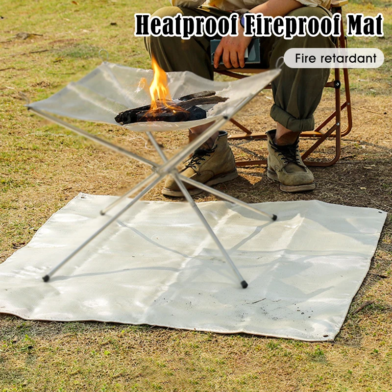 Tela ignífuga para acampar, Picnic, barbacoa, estera aislante, ignífuga, impermeable, manta ignífuga de alta temperatura, estera de fibra de vidrio
