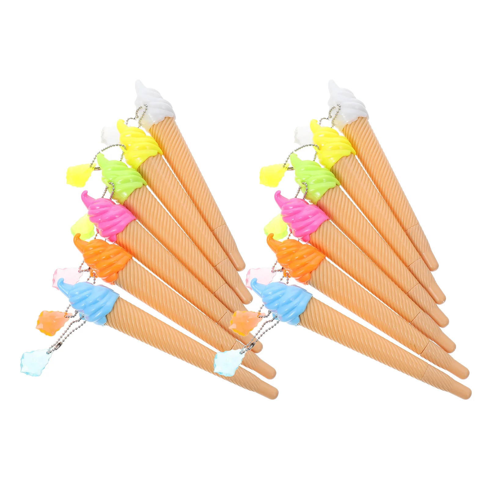 

12 Pcs Ice Cream Pendant Pens Plastic Gel Colored Roller School Prize Kawaii Writing Drawing Marking Cards