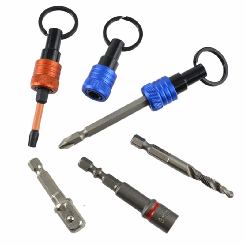 6Pcs Bit holder Keychains 1/4inch Shank Screwdriver Bit Clip for Drill Bit